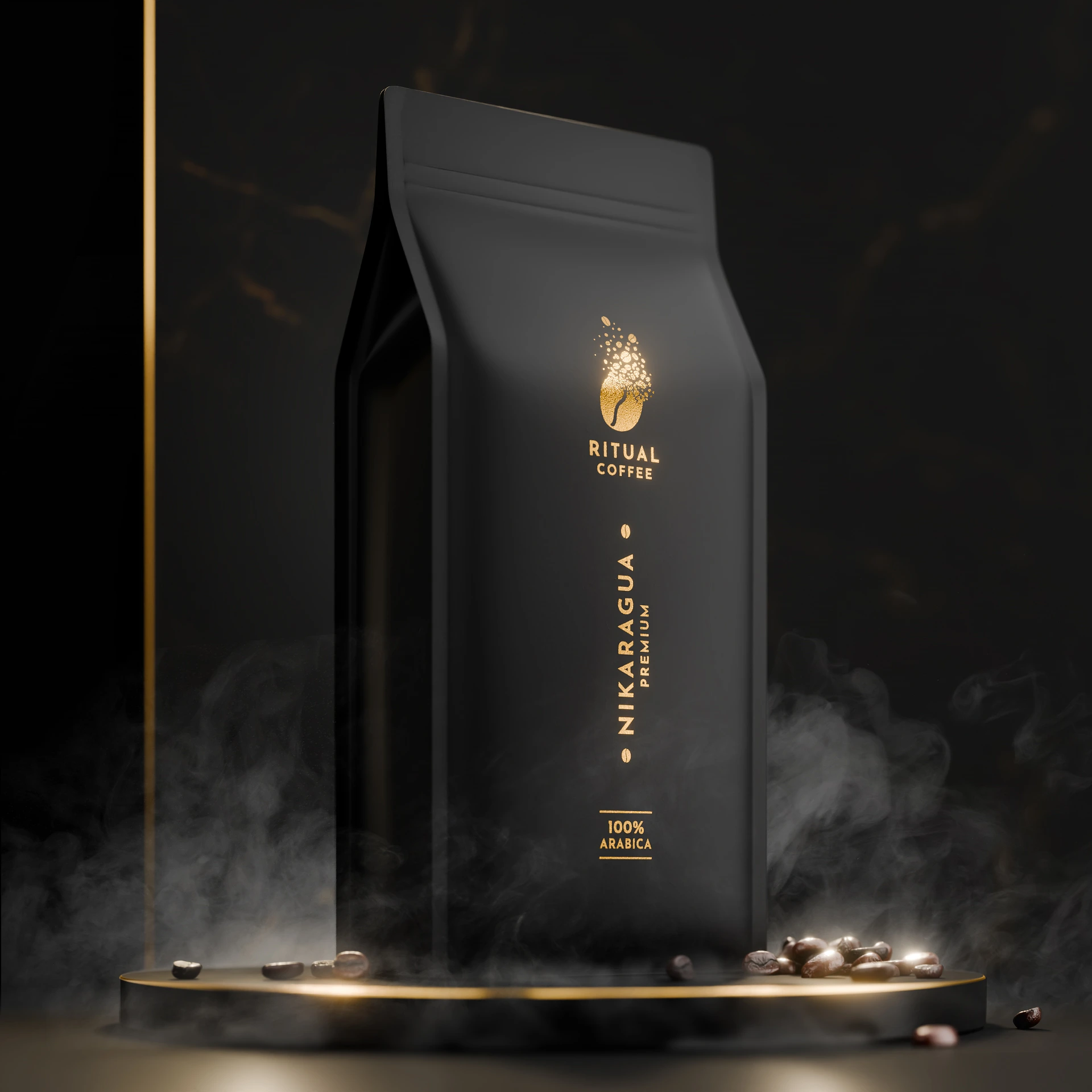 Ritual Coffee Nikaragua 1kg — fotorealistyczna wizualizacja 3D opakowania kawy Ritual Coffee