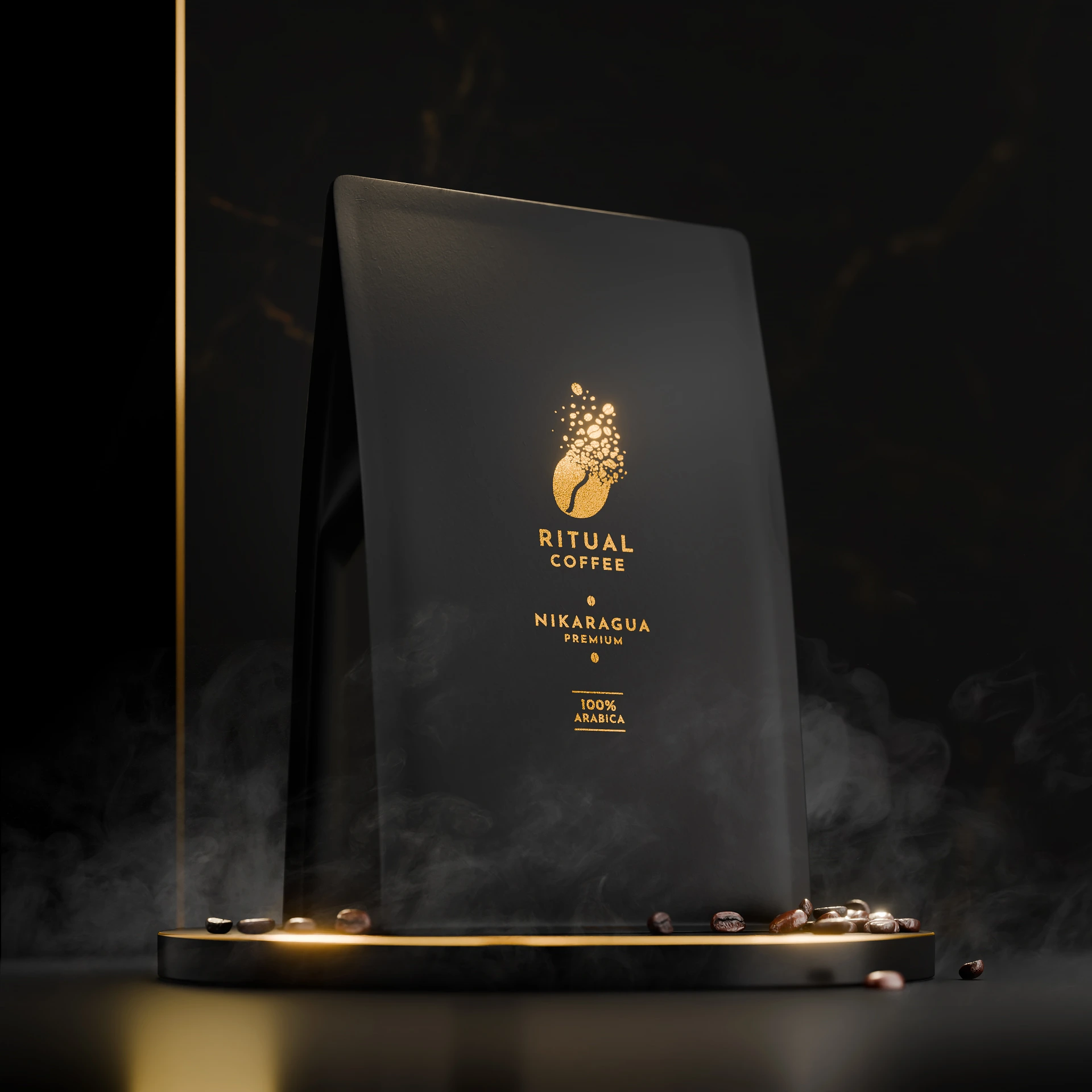 Ritual Coffee Nikaragua 250g — fotorealistyczna wizualizacja 3D opakowania kawy Ritual Coffee